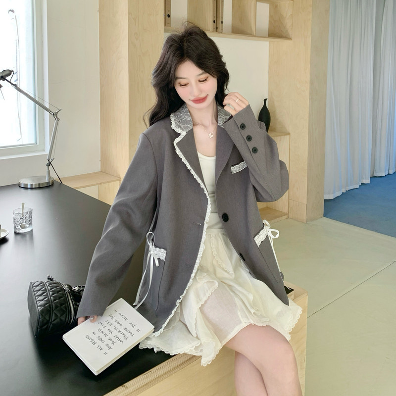 大货数据好蕾丝拼接西装外套6098P165控268,女装短外套,2C182