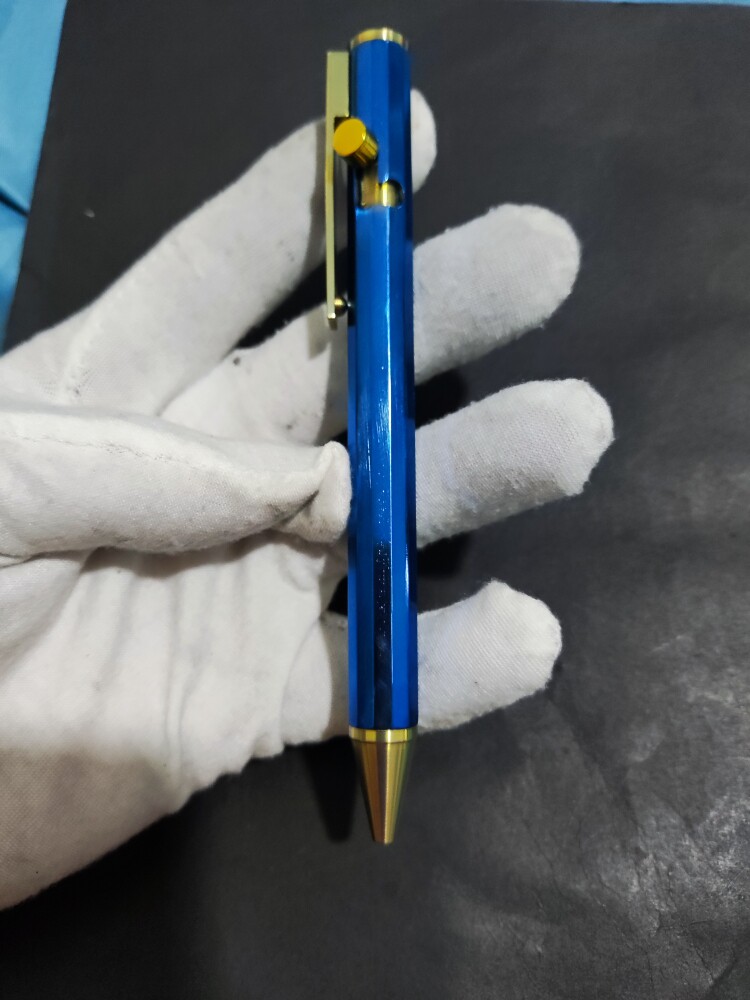 钛合金枪栓笔  g5笔芯金蓝配  手工打磨完美主义者绕道