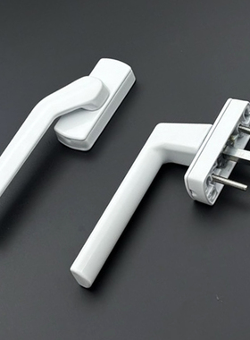 断桥铝合金系统窗户 白色把手 窗纱一体方轴直柄歪把扁执手超薄款