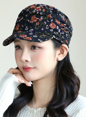 春夏女碎花鸭舌帽户外休闲