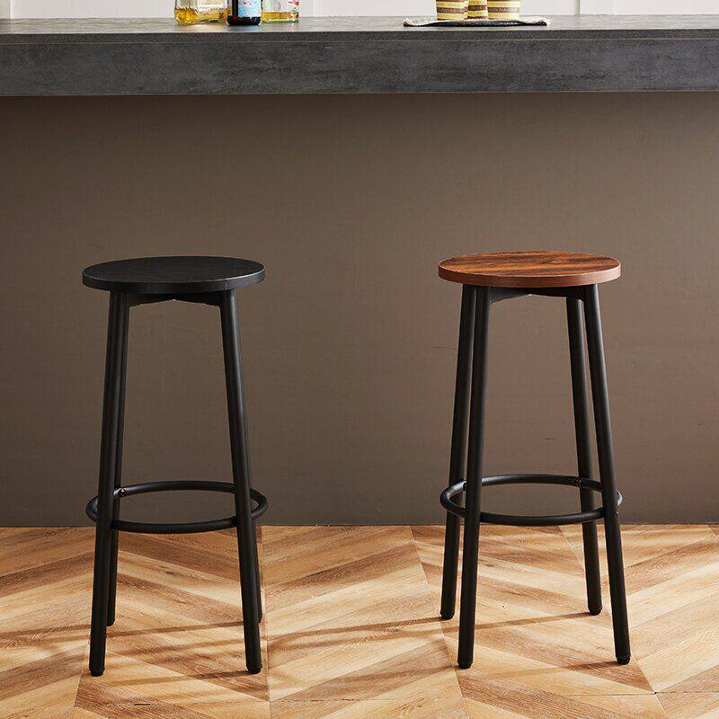 北欧实木吧椅简约现代高脚椅子轻奢铁艺酒吧椅意式极简吧台小圆凳