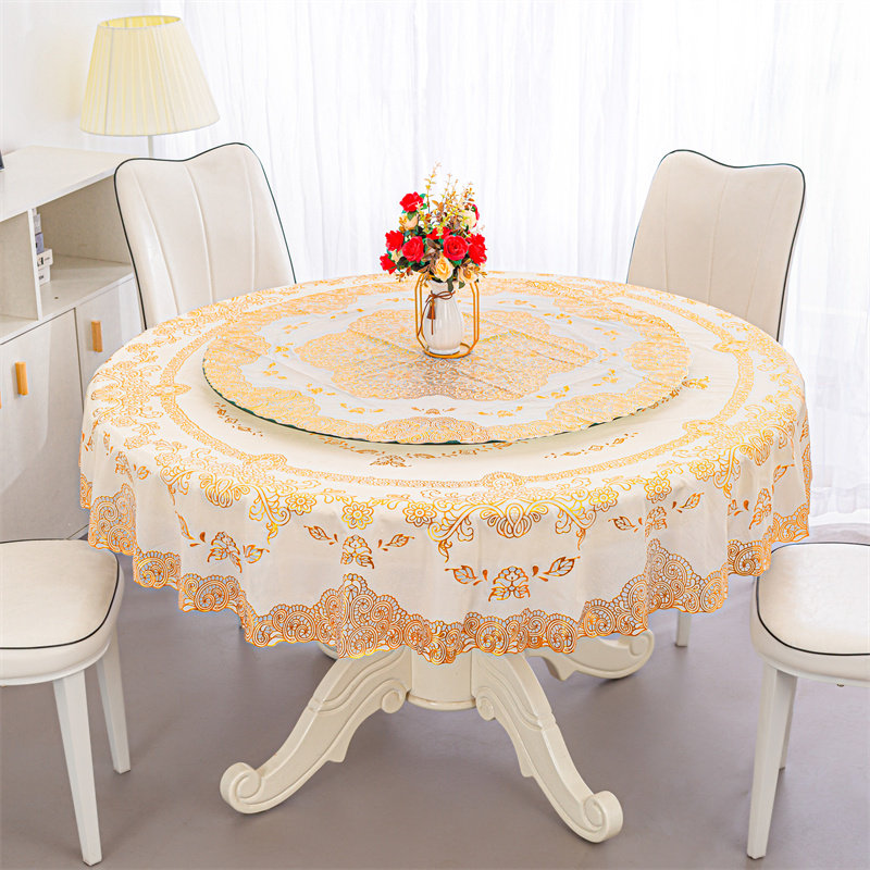 欧式烫金圆桌布防水防油防烫免洗餐桌布酒店饭馆圆桌垫转盘垫PVC,居家布艺,桌布,淘宝优惠券,粉丝福利购,淘宝优惠卷