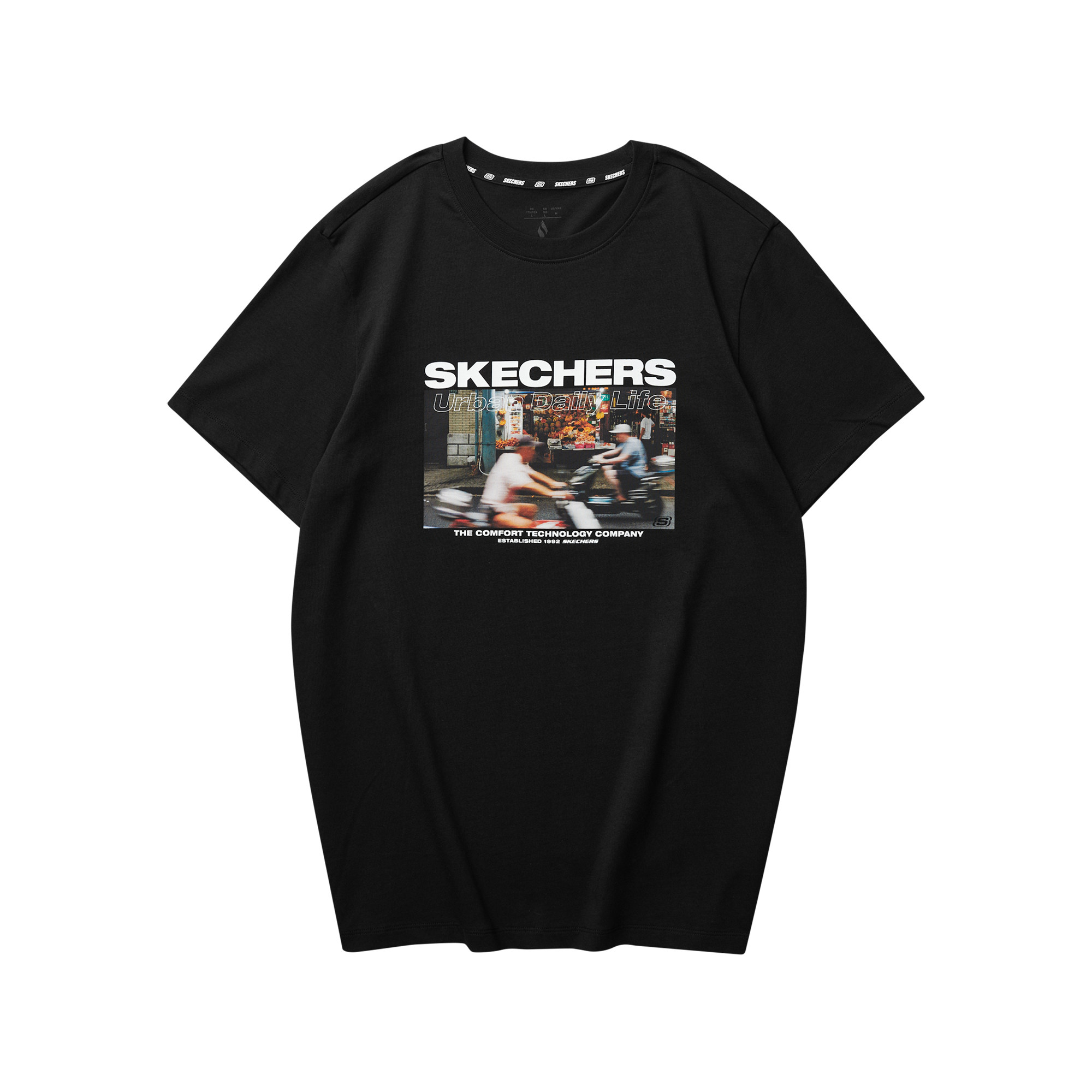 Skechers/斯凯奇正品新款男士运动印花通勤日常短袖T恤L224M073