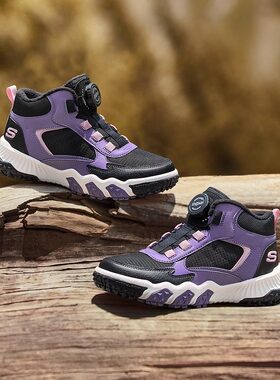 Skechers斯凯奇女童秋冬加绒保温旋钮高帮雪地靴运动鞋319254L