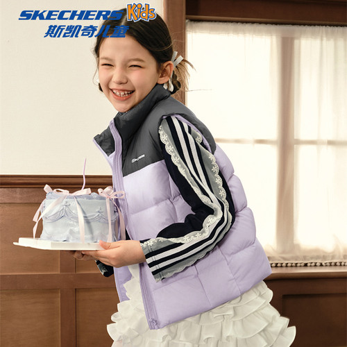 Skechers斯凯奇2025新款男女童P425K005秋冬羽绒梭织背心L425K029