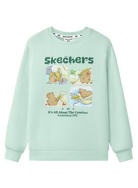 Skechers斯凯奇卡皮巴拉抱抱卫衣儿童秋季软糯圆领卫衣L425K124