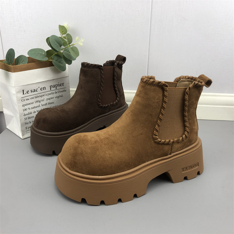 工厂直销2025冬款女鞋圆头厚底韩版洋气短靴女靴子时装靴女靴,女鞋,马丁靴,淘宝优惠券,粉丝福利购,淘宝优惠卷