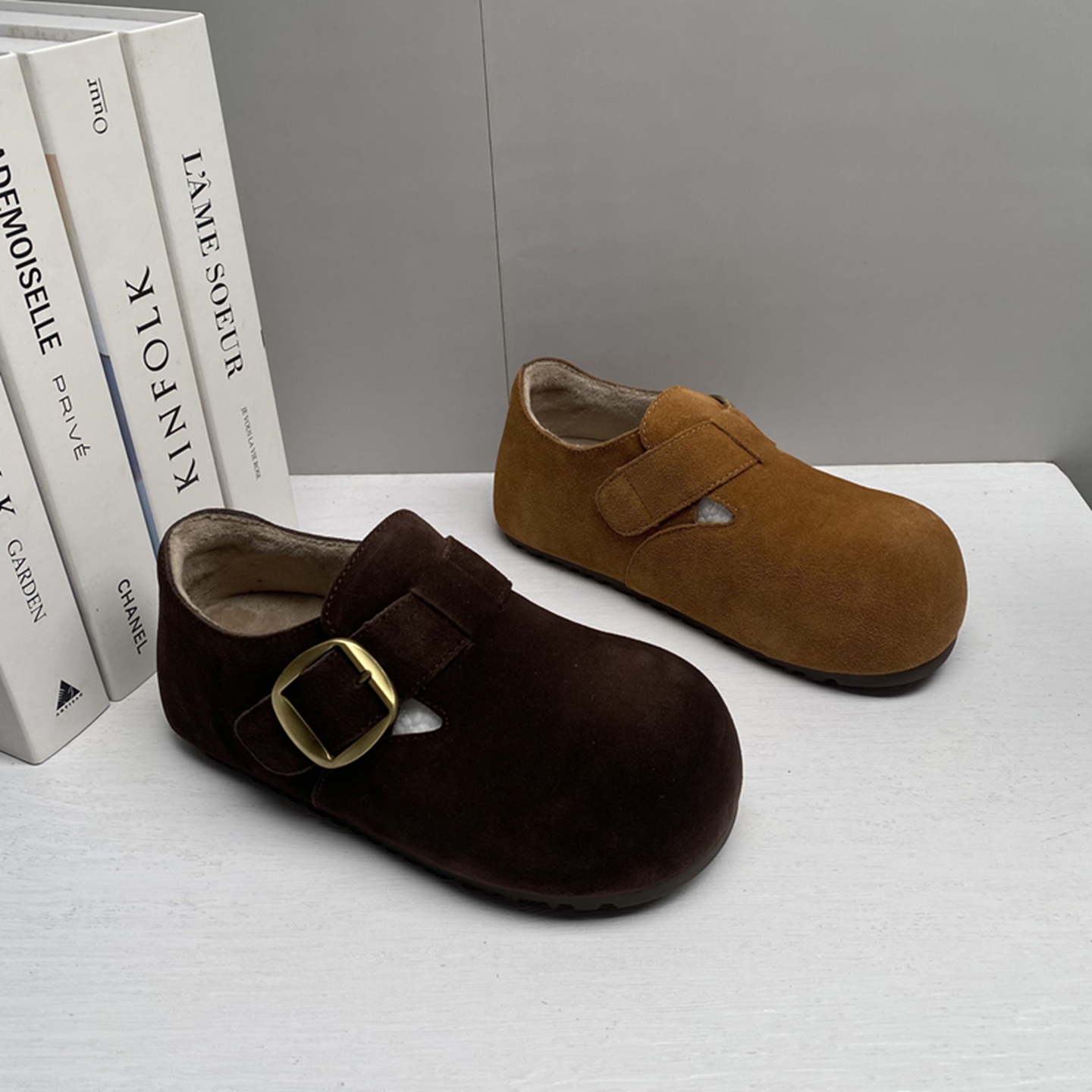 品牌撤柜2025圆头磨砂真皮勃肯鞋