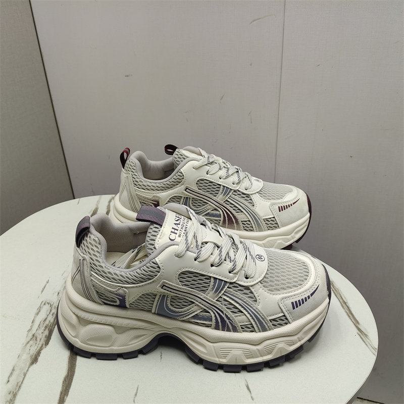 品牌撤柜2026春款女鞋厚底运动休闲鞋系带网面透气松糕底老爹鞋