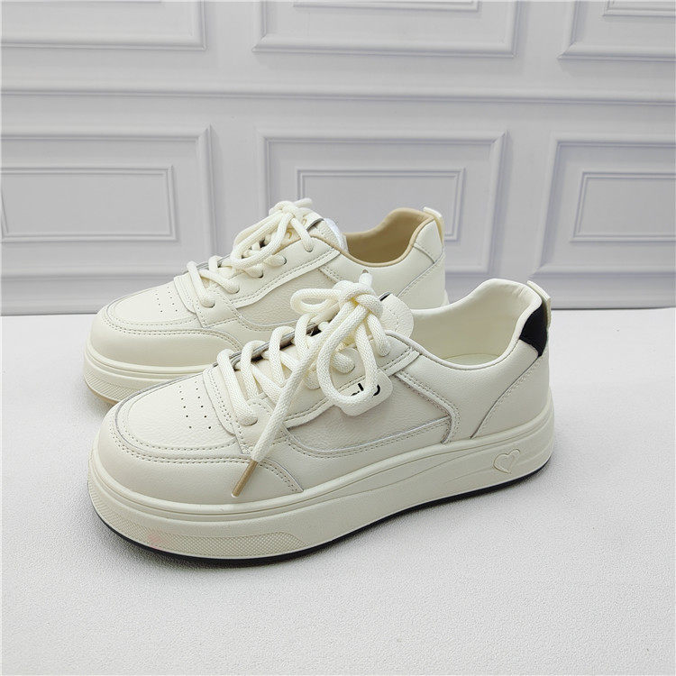 品牌撤柜2026春款极简风厚底小白女系带圆头休闲板鞋百搭舒适单鞋,女鞋,时尚休闲鞋,淘宝优惠券,粉丝福利购,淘宝优惠卷
