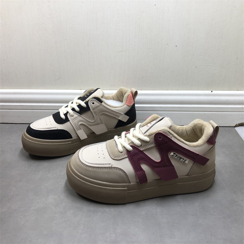 厚底德训鞋女2025新款秋冬加绒拼色休闲板鞋增高小白鞋网红跑步鞋,女鞋,时尚休闲鞋,淘宝优惠券,粉丝福利购,淘宝优惠卷