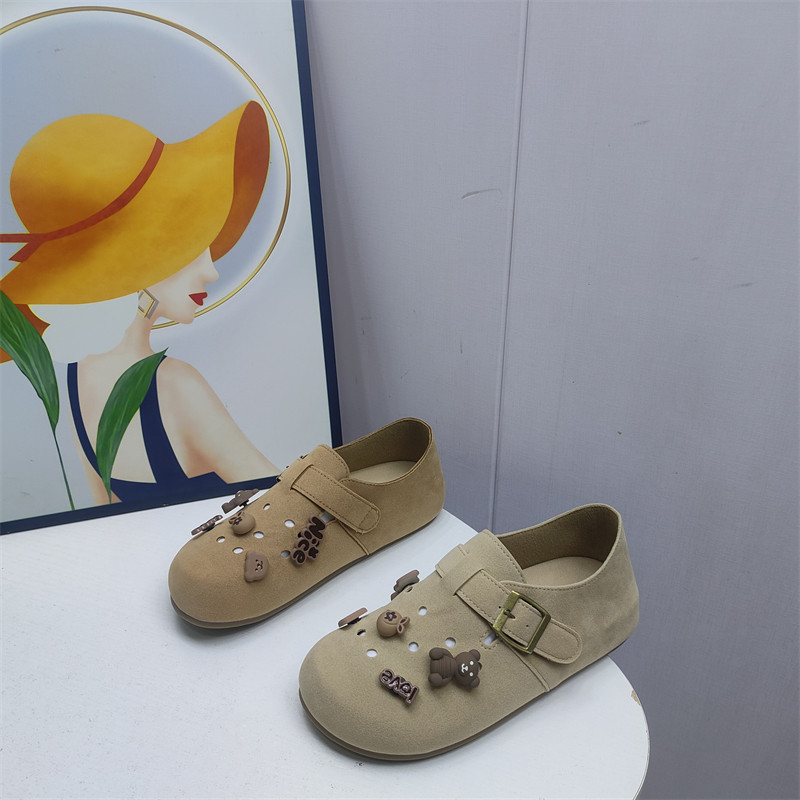 全包勃肯鞋女2025新款春季懒人平底时尚可爱DIY软底洞洞鞋女单鞋