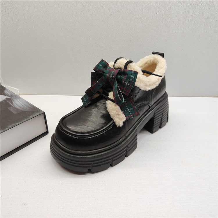 品牌撤柜2025圆头蝴蝶结厚底女鞋