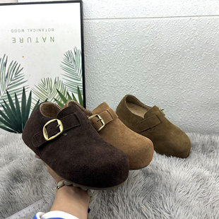 洋氣勃肯鞋 工廠直銷2025冬款 女鞋 圓頭內(nèi)增高韓版 加絨真皮棉鞋