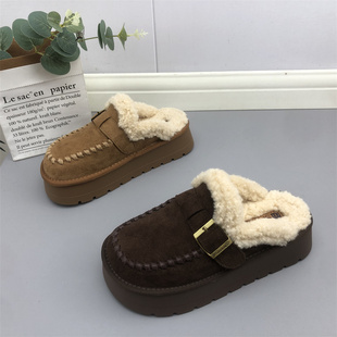 工厂直销2025冬款女鞋圆头厚底韩版洋气休闲鞋女鞋防滑超千女拖鞋