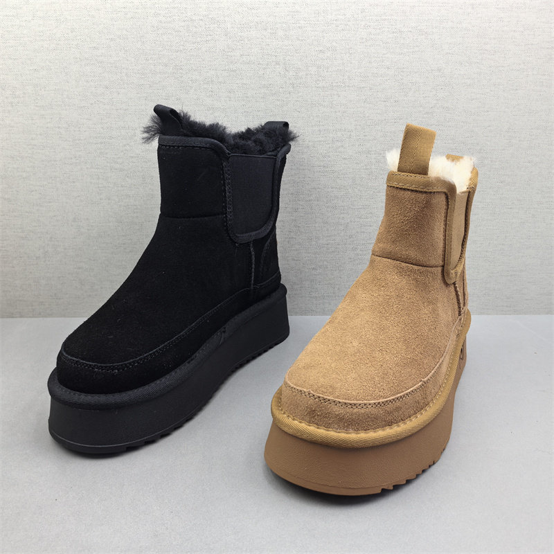 工厂直销2025冬款女鞋圆头厚底羊毛口雪地靴女靴子短靴外贸鞋裸靴,女鞋,时尚雪地靴,淘宝优惠券,粉丝福利购,淘宝优惠卷