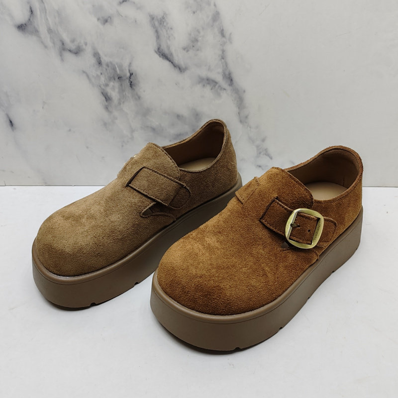 品牌撤柜2026春款复古风勃肯鞋女厚底搭扣圆头平跟单鞋百搭增高鞋