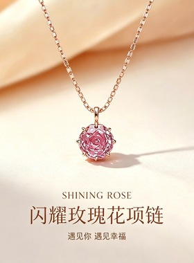 S925银玫瑰切粉钻锁骨链永不凋零