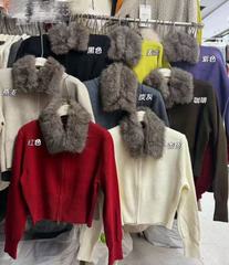 设计感拉链毛领减龄长袖针织衫女2025冬季新款宽松毛衣Y018外套潮