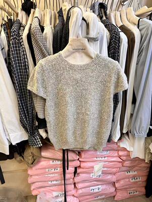 时尚圆领短袖针织衫女2025秋季新款宽松休闲减龄显瘦套头上衣毛衣