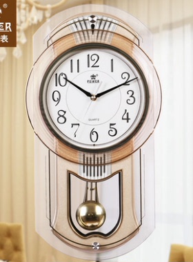 POWER霸王钟表个性平摆装饰音乐壁种客厅卧室静音时尚挂钟PW6126