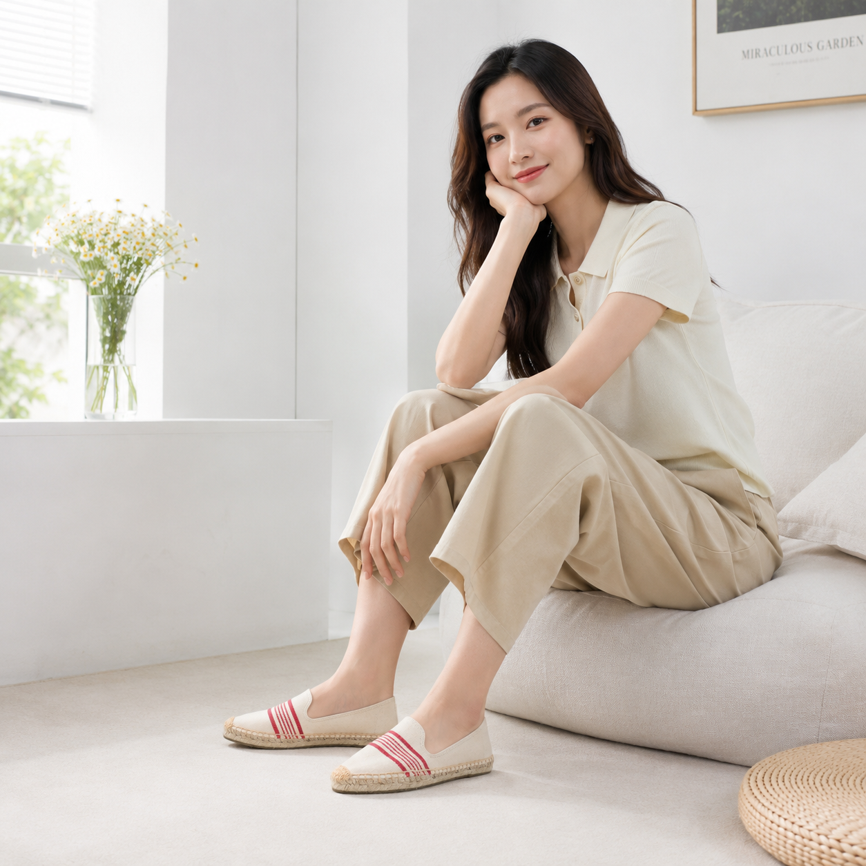 2026新款渔夫鞋一脚蹬平底布鞋草编春夏帆布鞋正流行女士平底鞋