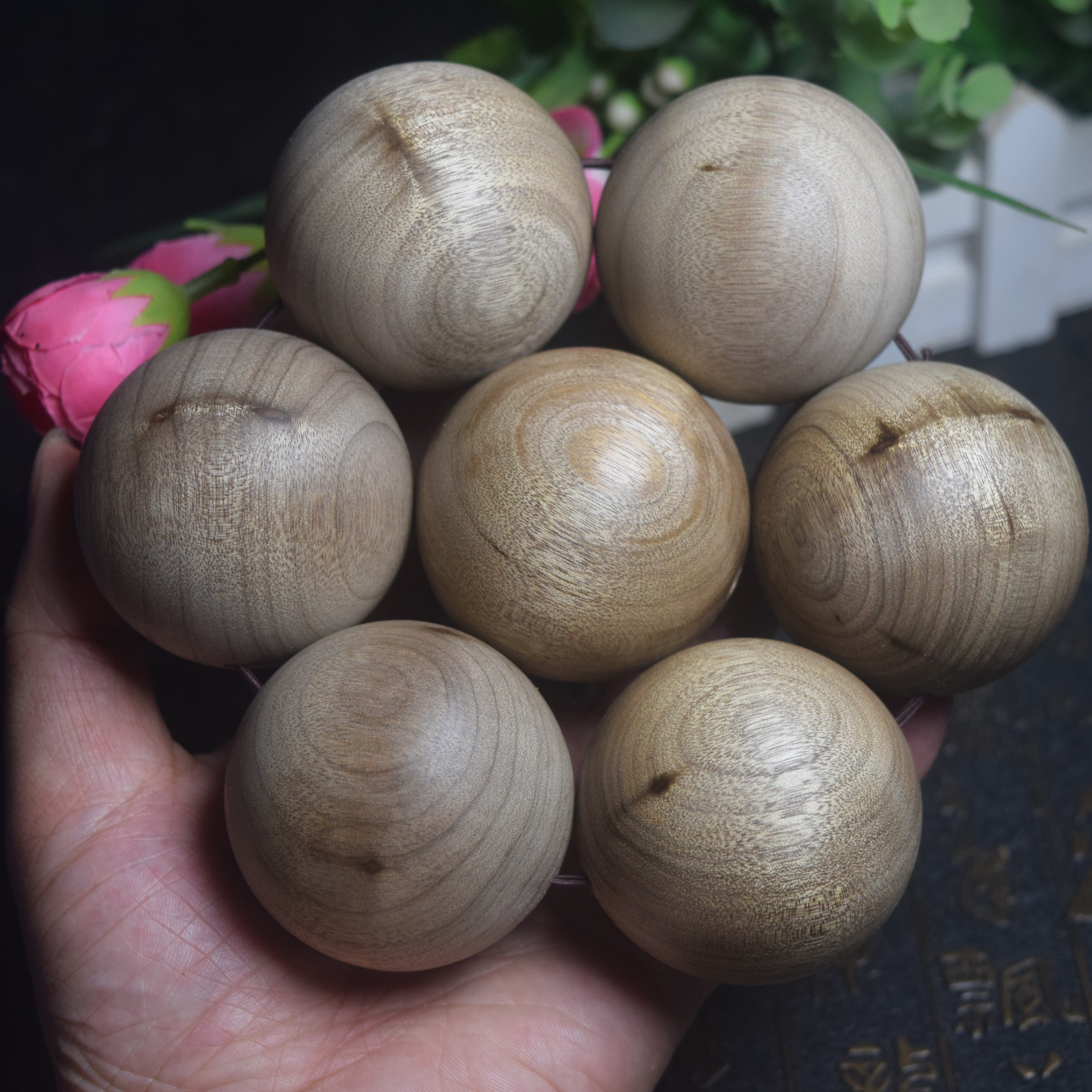 5.0*6超大手串小叶楠木佛珠留疤一物一拍 轻香软木金丝楠木50mm*7
