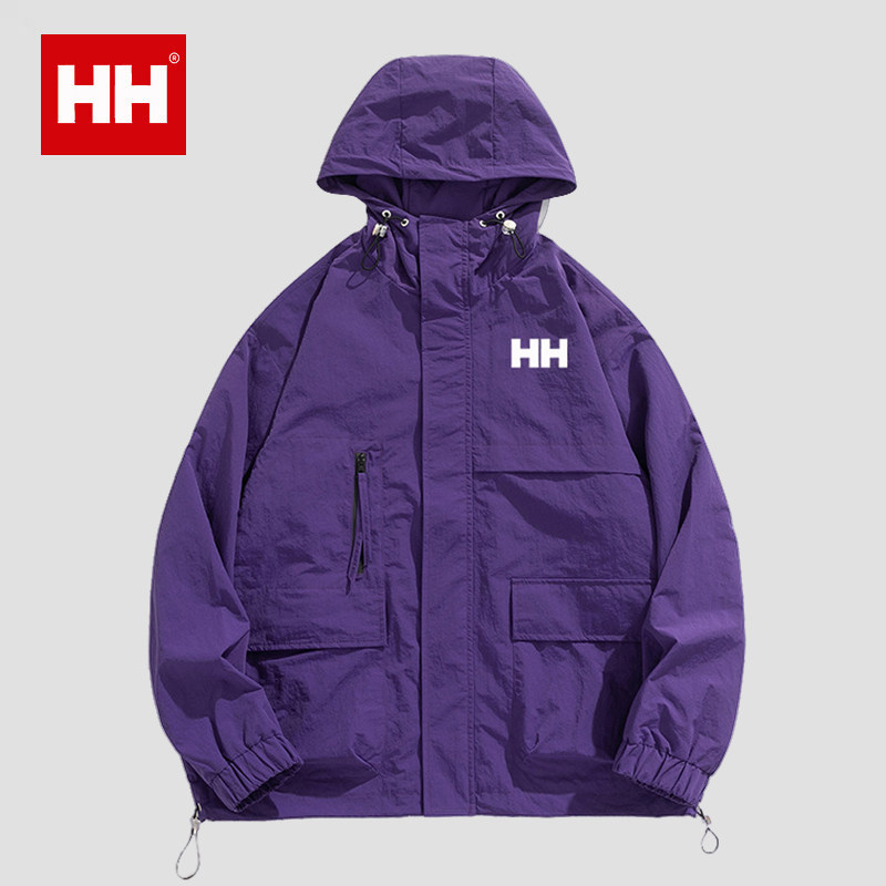 官方正品HH紫色美式复古外套情侣款春秋季新款冲锋衣男士工装夹克