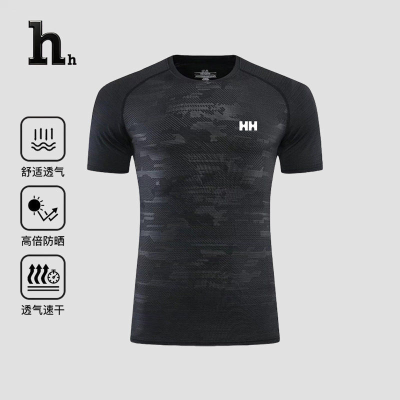 正品HH骑行服男速干短袖t恤夏季薄款健身跑步上衣新款紧身衣