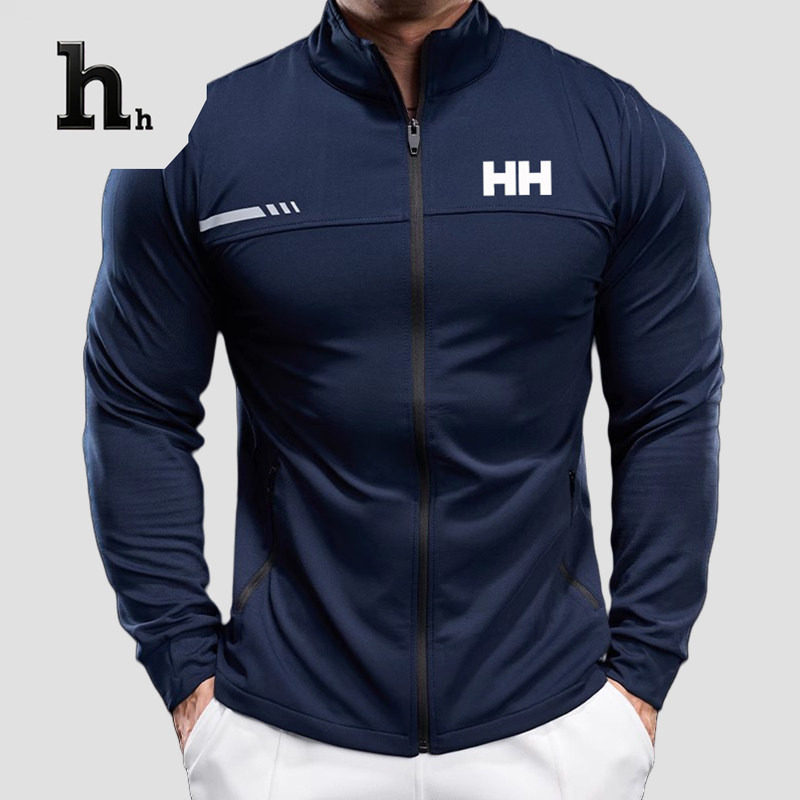 正品HH秋季男士跑步运动健身上衣外套骑行长袖紧身衣训练服潮