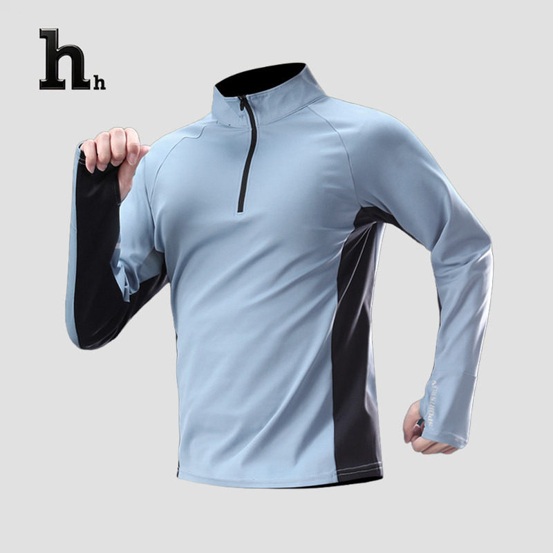 官网正品HH速干衣男半拉链跑步训练服体育专业田径运动t恤健身衣
