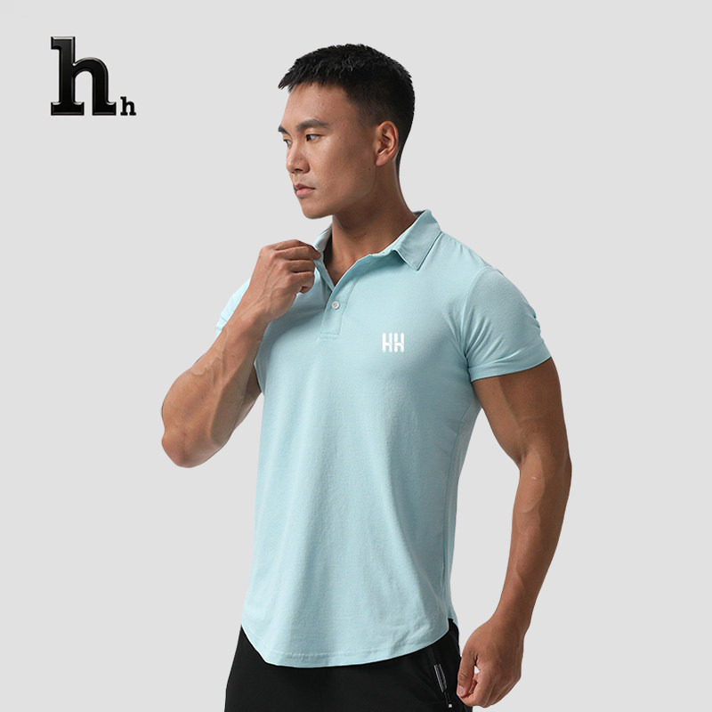 正品HH运动polo衫男短袖翻领休闲弹力速干T恤健身肌肉紧身衣