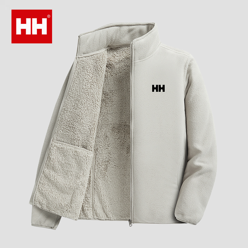 官方正品HH羊羔绒抓绒衣外套男2025新款秋冬加绒加厚抓绒内胆上衣