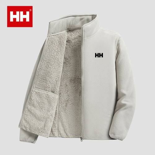 官方正品HH羊羔绒抓绒衣外套男2025新款秋冬加绒加厚抓绒内胆上衣