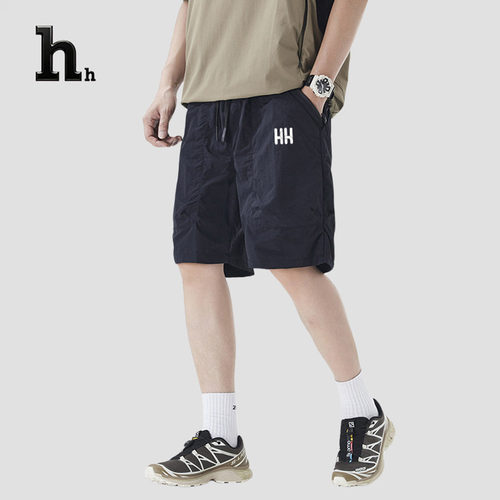 正品HH薄款速干工装短裤男简约纯色2025夏新款宽松大码五分裤