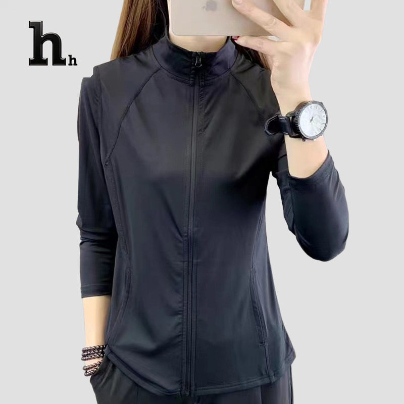 正品HH秋冬季拉链开衫长袖外套女运动健身户外瑜伽服速干立领