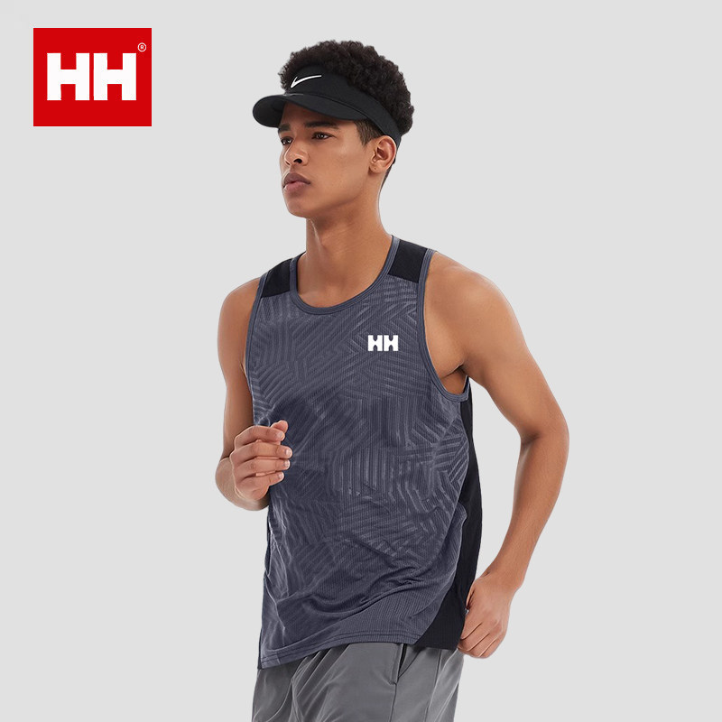 正品HH运动背心男夏季跑步短袖速干坎肩无袖冰丝T恤健身衣服