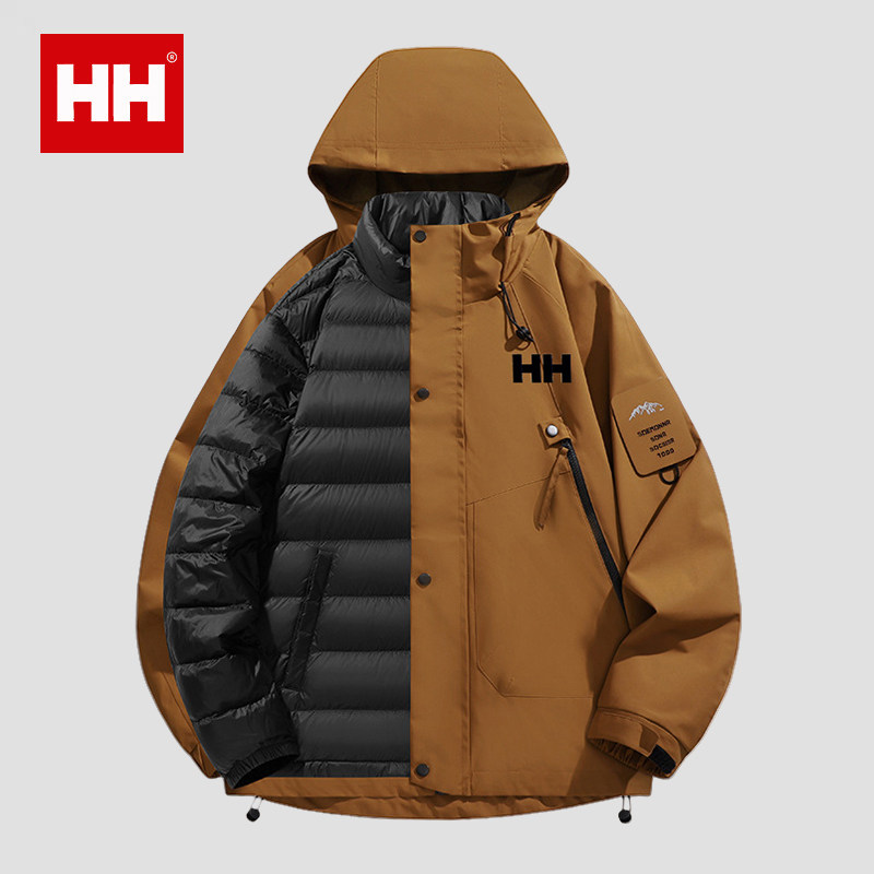 官方正品HH户外三合一冲锋衣男保暖羽绒内胆可拆卸登山三防外套冬