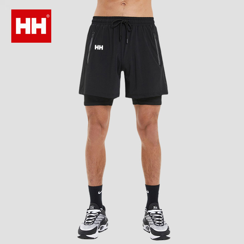 官方正品HH夏季美式篮球短裤双层短裤跑步训练弹力速干运动健身裤