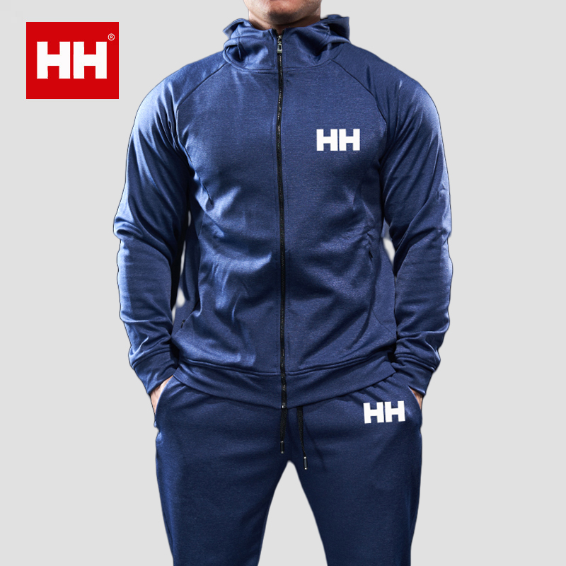 官方正品HH男士运动健身套装连帽加绒加厚长袖秋冬季跑步训练卫裤