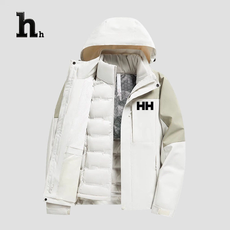 正品HH冲锋衣羽绒服女2024新款防风冬季羽绒内胆三合一外套男