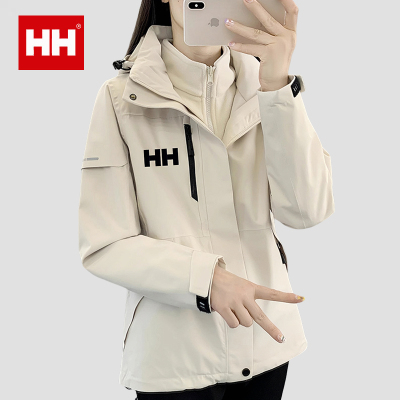 正品HH冲锋衣女款秋冬三合一夹克运动徒步户外登山服防水加厚