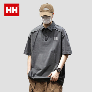正品HH纯棉翻领polo衫男款2025新款夏季冰丝美式短袖t恤上衣