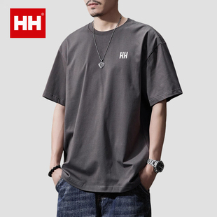 正品HH短袖T恤夏季纯棉透气运动体恤衫男款圆领打底衫上衣