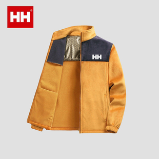 HH軟殼抓絨衣女秋冬季 官方正品 加絨加厚羊羔毛雙面絨搖粒絨外套男