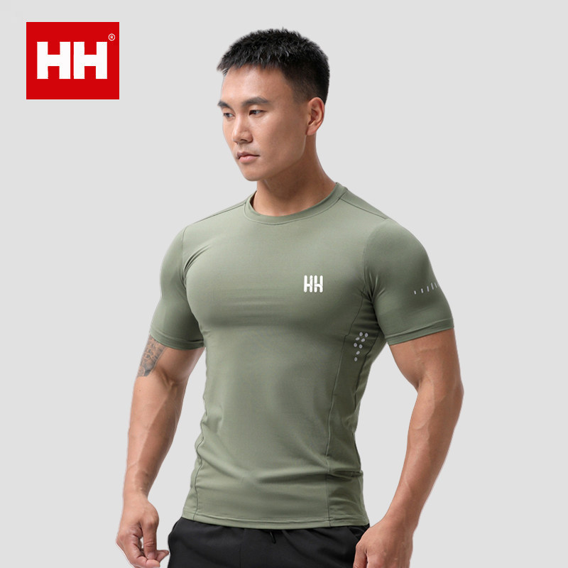正品HH健身紧身衣男士运动短袖薄款速干透气T恤显肌肉压缩衣