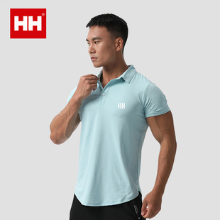 官方正品 翻领休闲弹力速干T恤健身肌肉紧身衣 HH运动polo衫 男短袖