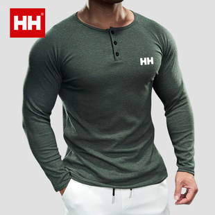 官方正品HH美式亨利衫长袖螺纹棉复古男夏硬汉插肩健身t恤运动衫