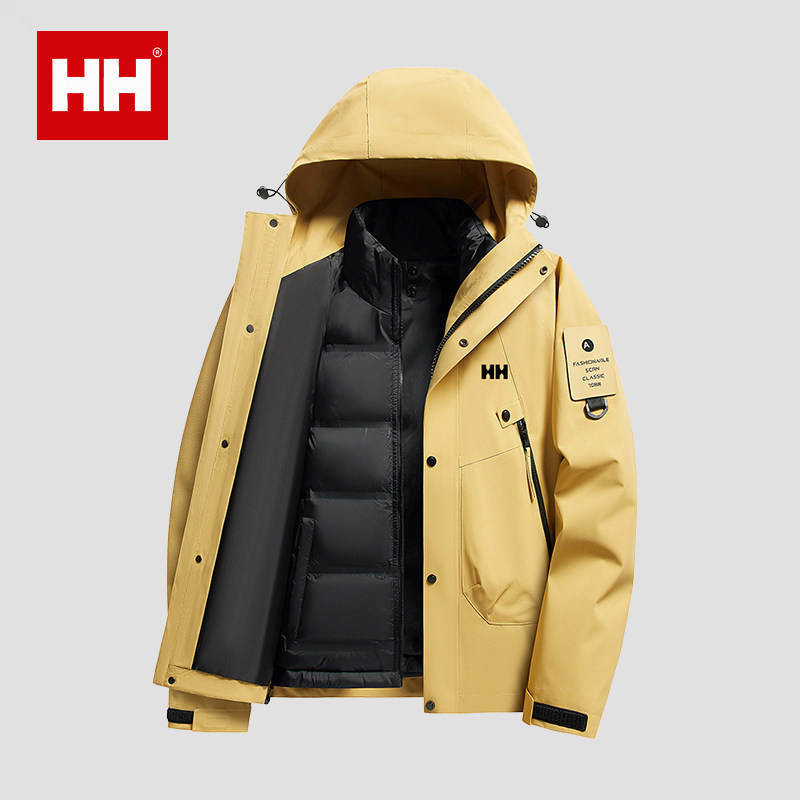 官方正品HH羽绒冲锋衣男女冬季2025新款三合一防风防水轻薄登山服