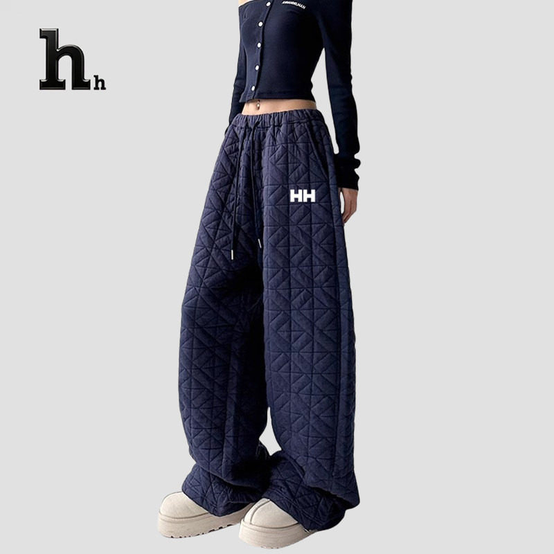 官方正品HH菱形格外穿棉裤男女冬季加厚保暖束脚裤子户外防寒裤子